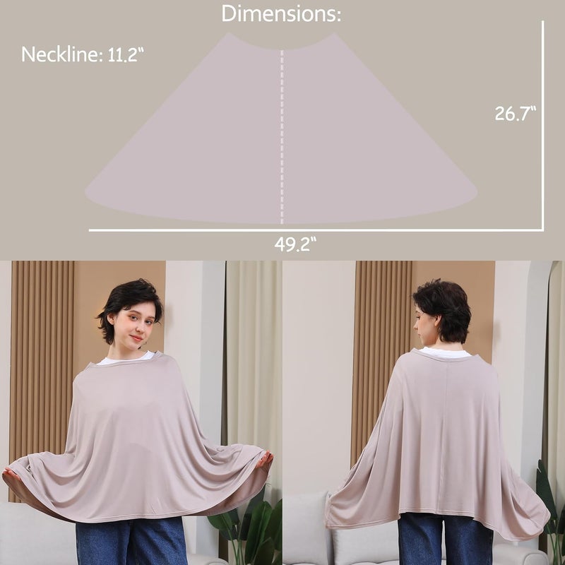 SEJOY Multi-use Nursing Cover for Breastfeeding, 360°Full Coverage Nursing Poncho, Rayon Soft & Breathable Breastfeeding Cover up (Smooth Rayon, Warm Taupe) - Image 3